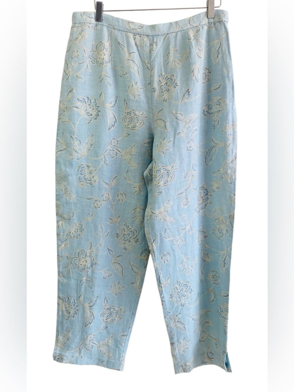 Pendleton Light Blue Floral Linen Pants Size 16